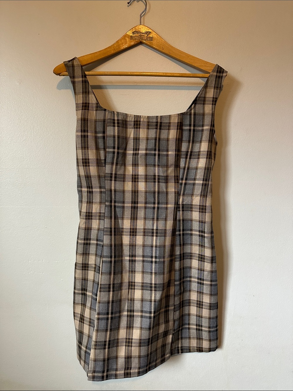 CIDER Plaid Square-Neck Slip Dress Women's Size XL
